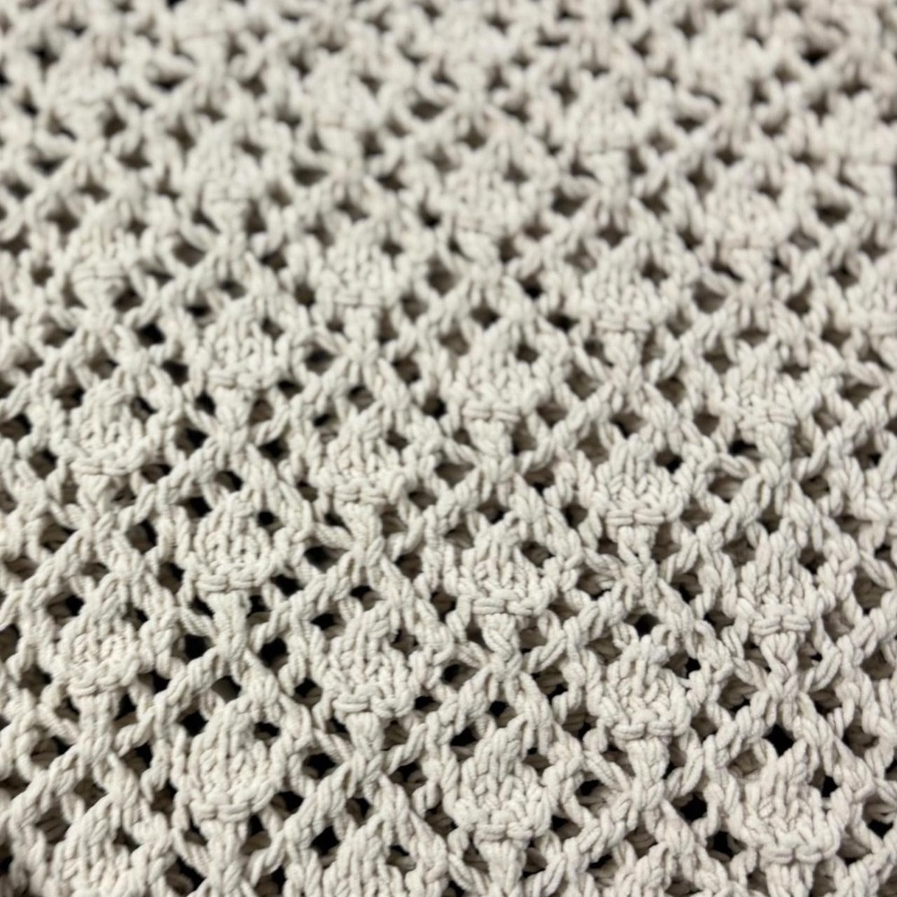Jessica Simpson Crochet Open Knit Sweater Womens Large Beige Boho Pullover Top - Picture 5 of 5